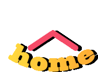 a logo for home with a red roof