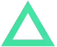 a green triangle on a white background with a white border