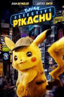 a movie poster for pokemon detective pikachu shows a pikachu wearing a hat .