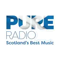 pure radio scotland 's best music logo with blue and white letters