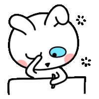 a cartoon drawing of a cat sitting on a table with a pen in its mouth .