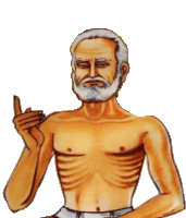 a drawing of a shirtless man with a beard giving a thumbs up