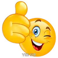 a yellow smiley face is giving a thumbs up and the words yes sir are below it