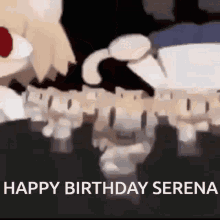 a happy birthday serena animated greeting with a cat