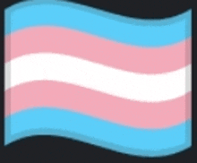 a transgender flag with pink , blue and white stripes is waving in the wind on a black background .