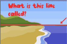 a drawing of a beach with the words " what is this line called " above it