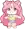 a pixel art drawing of a girl with pink hair and a bow on her head .