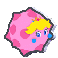 a pink cartoon character with a yellow hair and a crown