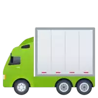 a green semi truck with a white trailer