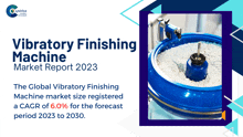 vibratory finishing machine market report for 2023 with a picture of a machine