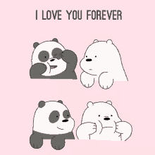 a cartoon of panda bears with the words " i love you forever " below them