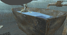 a skeleton is sitting in a bathtub with a bubble coming out of it