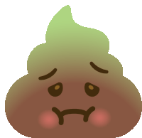 a cartoon illustration of a brown poop with a sad face