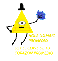 a drawing of bill cipher with the words hola usuario promedio below him