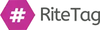 a logo for rite tag with a hashtag