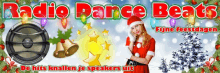 a poster for radio dance beats with a woman in a santa hat