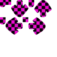 pink and black checkered arrows pointing in different directions on a white background