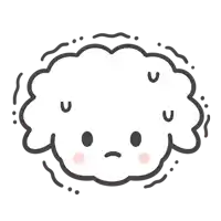 a cartoon drawing of a sheep 's face with sweat coming out of it