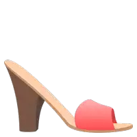 a cartoon illustration of a pink sandal with a wooden heel