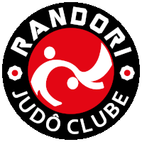 a logo for randori judo clube with a red and black circle