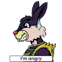 a cartoon of a rabbit with the words " i 'm angry " below it