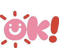 a pink ok sign with a smiling face