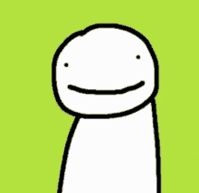 a drawing of a cartoon character with a smile on his face on a green background .