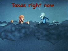 an advertisement for texas right now shows a couple of cartoon characters