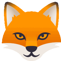 an orange fox with black eyes and a white nose