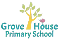 a logo for the grove house primary school with a tree and a bird