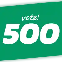 a green sign that says " vote 500 " on it