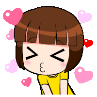 a cartoon of a girl blowing a kiss with hearts surrounding her