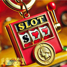 a red and gold slot machine with the word slot on the front