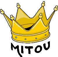 a drawing of a crown with the word mitou written below it