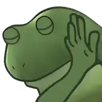 a green frog with its eyes closed and a hand behind its head