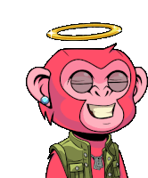 a cartoon monkey with a halo on its head