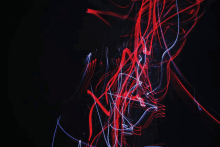 a black background with red and blue lines