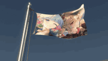 a flag with a picture of two anime characters on it