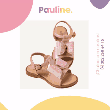 a pair of sandals with a bow and the word pauline on it