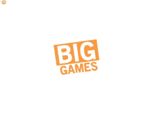 a big games logo that is orange and white on a white background