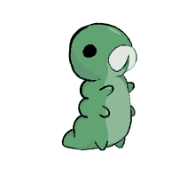 a cartoon drawing of a green worm with the number 3 on its back