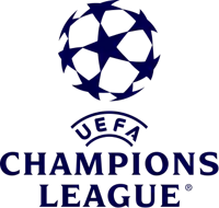 a logo for the uefa champions league with a soccer ball and stars