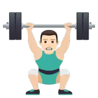 an illustration of a man squatting while lifting a barbell