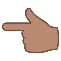 a brown hand is pointing to the right with its index finger