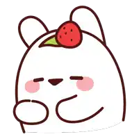 a cartoon bear with a strawberry on top of its head