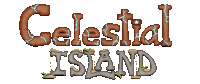 a logo for celestial island has a cracked texture