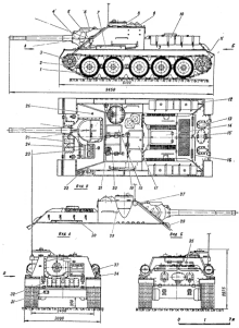 a black and white drawing of a tank with numbers on the side