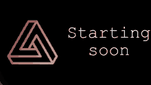 a logo that says starting soon with a triangle