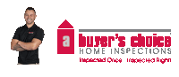 a buyer 's choice home inspections logo with a man