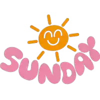 a sunday logo with a smiling sun and the word sunday